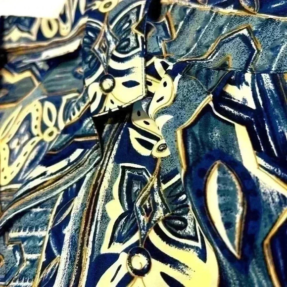 Vintage EHL Button Up Short Sleeve Blouse Size 10 Pattern Retro Blue Floral Cute - Picture 4 of 10